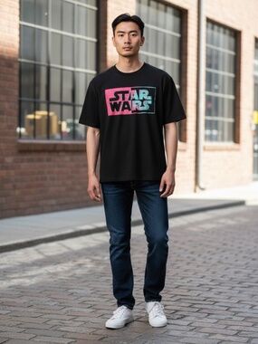 Star Wars "South Beach" Vision Logo T-Shirt - Black / Pink / Teal - Mens 2XL